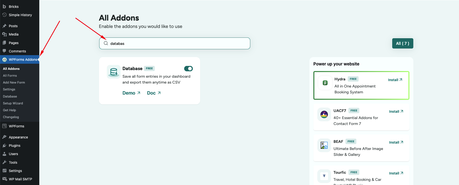 Database Addon - Ultra Addons for WPForms