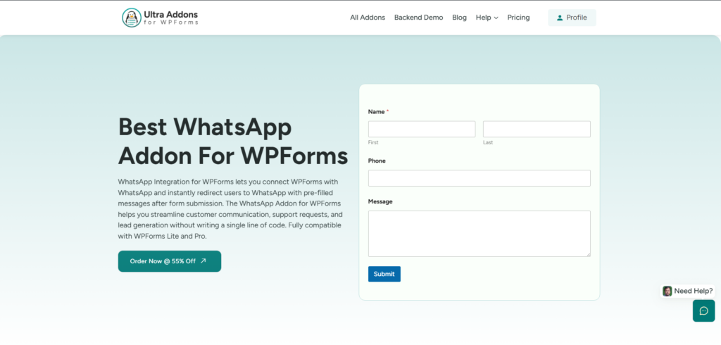 Best WhatsApp Integration For WPForms - Ultra Addons for WPForms